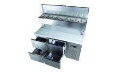 MUR-82-4DHLMT COUNTER TYPE PATISSERIE MAKE-UP REFRIGERATOR-4 DRAWERS-HIGH LEGS-MARBLE TOP